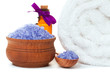Spa with aromatic candles and towel. isolated