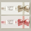 Collection of gift cards with ribbons. Vector background