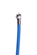 Bunch of blue coaxial cables with connectors