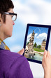 Woman with Tablet PC from sight