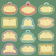 twelve vector grunge labels (CMYK colors)