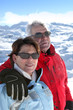 Mature ski couple