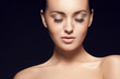 Foto: portrait of beautiful young model, with eyes closed portrait of beautiful young model, with eyes closed