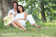 Couple relaxing in the shade