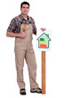 craftsman putting an energy consumption label