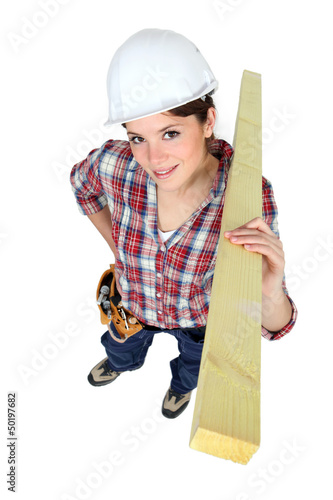 Photo: Woman with shoulder length of wood Woman with shoulder length of wood