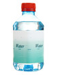 Water bottle with label isolated on white