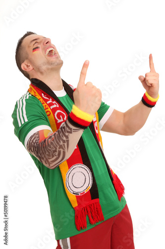 Photo: jubelnder Fußballfan jubelnder Fußballfan