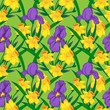 Vector seamless pattern with iris and narcissus