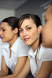 Three brunettes having business meeting