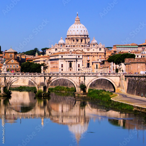 Photo: View of the Vatican across the Tiber River of Rome, Italy View of the Vatican across the Tiber River of Rome, Italy