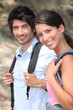 Young couple hiking