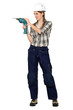 Tradeswoman using a drill