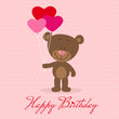 Little bear with heart balloons