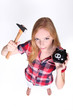 Teenager with hammer and piggy-bank