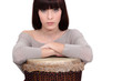 Woman leaning on a djembe