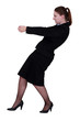 Businesswoman pulling an invisible object