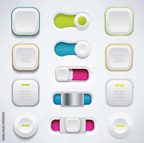 Vector: Modern UI button set including switches and push buttons Modern UI button set including switches and push buttons