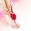 Woman's Feet and Hands. Manicure and Pedicure concept