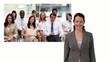 Business woman showing screen with business meeting