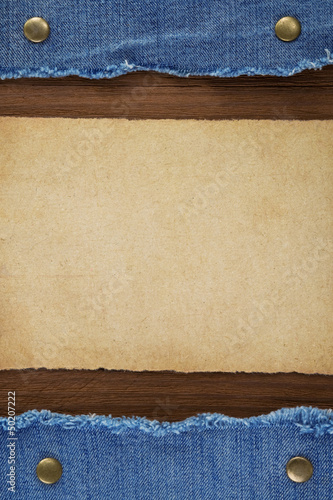 Photo: blue jean on wood texture blue jean on wood texture