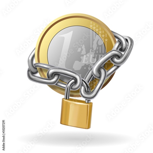 Illustration: euro incatenato, euro incatenato,