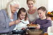 Family eating breakfast