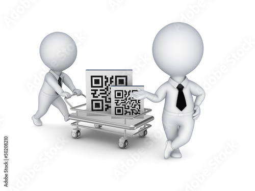 Illustration: Pushcart with QR code. Pushcart with QR code.