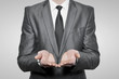 Businessman cupped hands