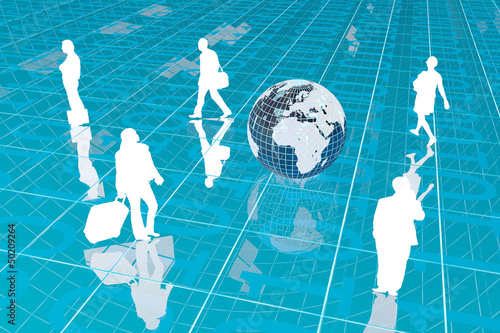 Illustration: Global business Concept - 3D Render Global business Concept - 3D Render