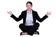 Employee relaxing in a yoga position