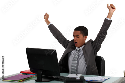 Photo: businessman stretching businessman stretching
