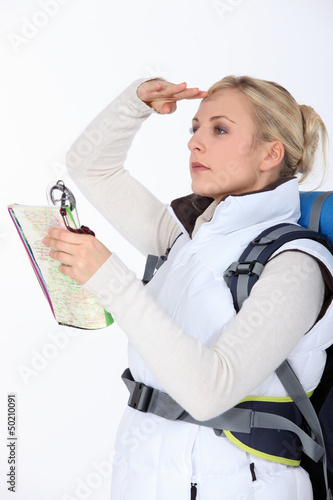 Photo: blonde woman looking ahead blonde woman looking ahead