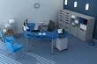 Blue office space