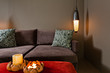 Brown two seated sofa dark ambience