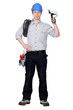 Electrician installing CCTV system