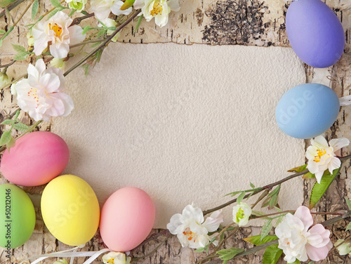 Photo: Easter eggs and blank note Easter eggs and blank note