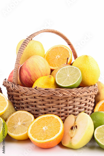 Photo: wicker basket with fruits wicker basket with fruits