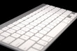 Keyboard of a notebook computer. White and black.