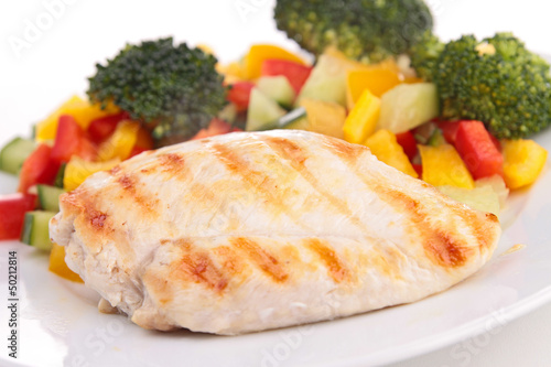 Photo: grilled chicken breast and vegetable grilled chicken breast and vegetable