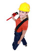 Worker with a wrench