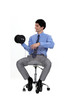 Businessman lifting weights