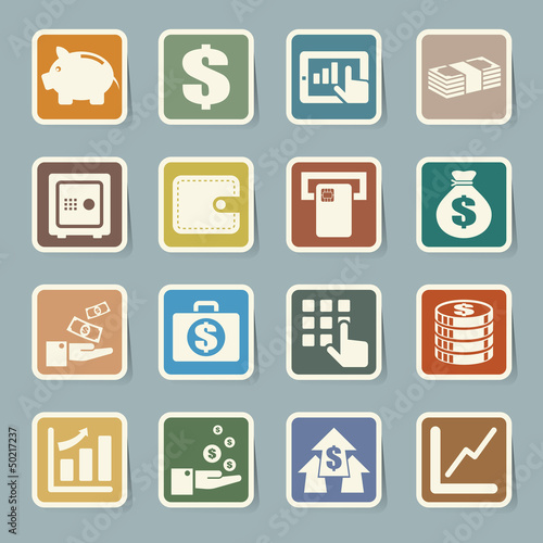 Vector: Finance and money sticker icon set. Finance and money sticker icon set.