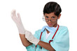 Boy dressed as surgeon