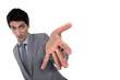 Business man presenting his hand.