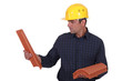 A man looking at tiles.