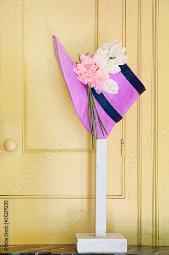 Photo: Vintage Bonnet on Hat Stand Vintage Bonnet on Hat Stand