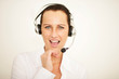 Sekretärin mit Headset