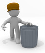 Illustration: Trash man with a garbage bin Trash man with a garbage bin