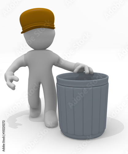 Illustration: Trash man with a garbage bin Trash man with a garbage bin